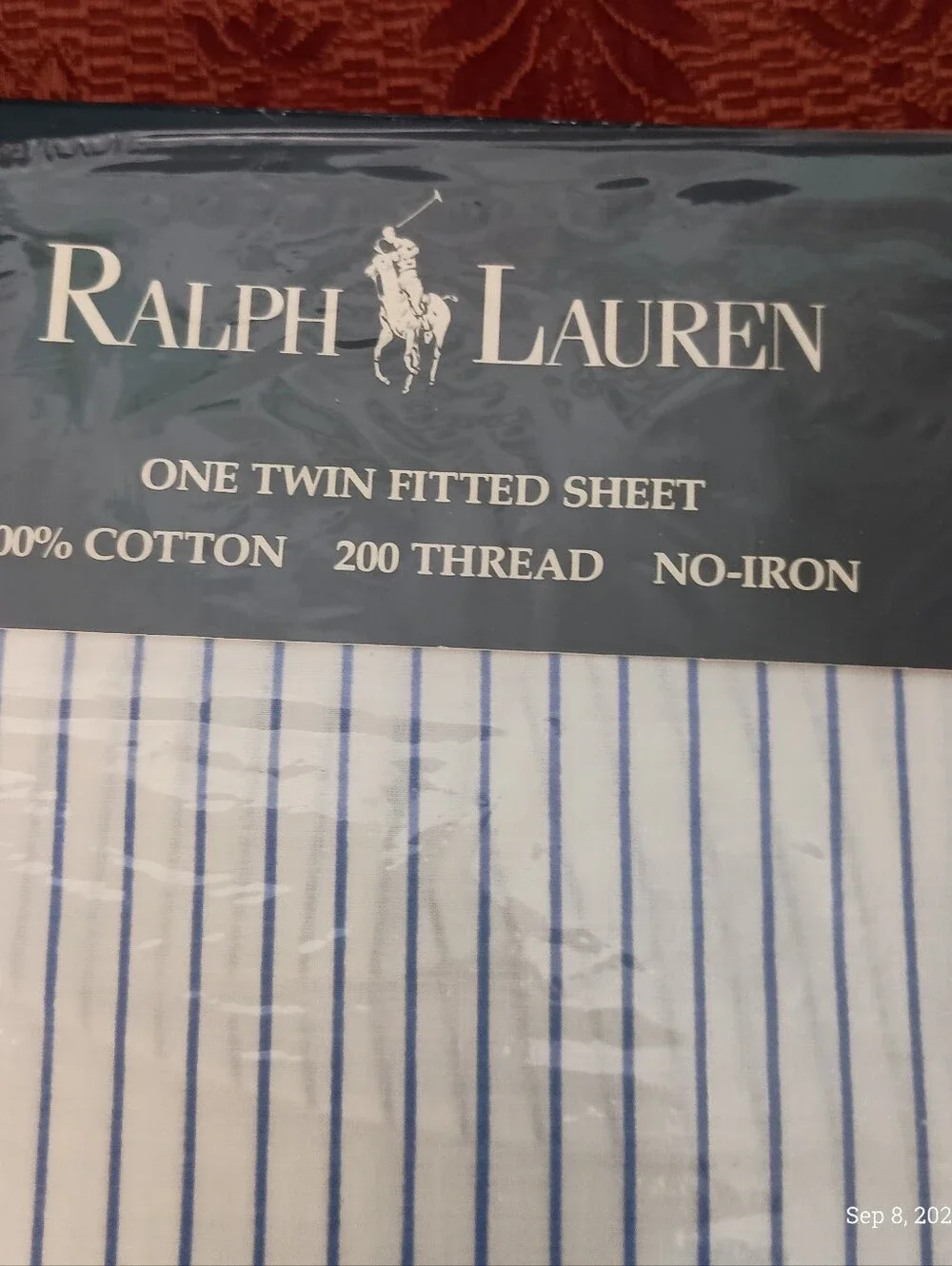 Vintage 90s Ralph Lauren Bradford Blue Set (2) TWIN Flat Fitted Sheets USA New